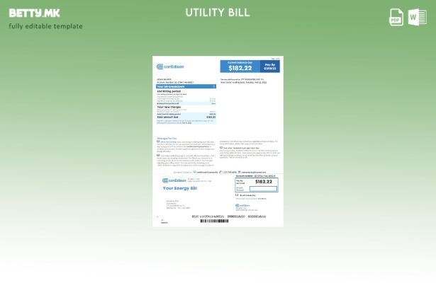 Модерен стил шаблон за верзија на сметки за комунални услуги во САД New Yok Cone